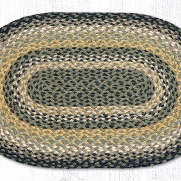 NEW! Beautiful Mixed Green Jute Braided Oval Rug Door Mat Farmhouse Country Prim - Picture 1 of 3